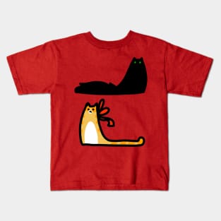 Fluffy Black Cat and Tabby Kids T-Shirt